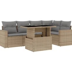 MAISON EXCLUSIVE - Salon de jardin avec coussins 6 pcs beige résine tressée