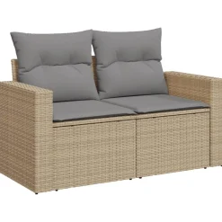 MAISON EXCLUSIVE - Salon de jardin avec coussins 6 pcs beige résine tressée
