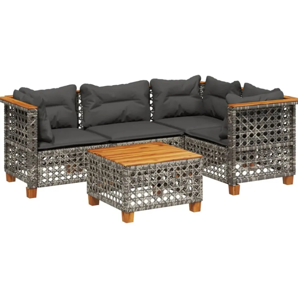 MAISON EXCLUSIVE - Salon de jardin 5 pcs avec coussins gris résine tressée