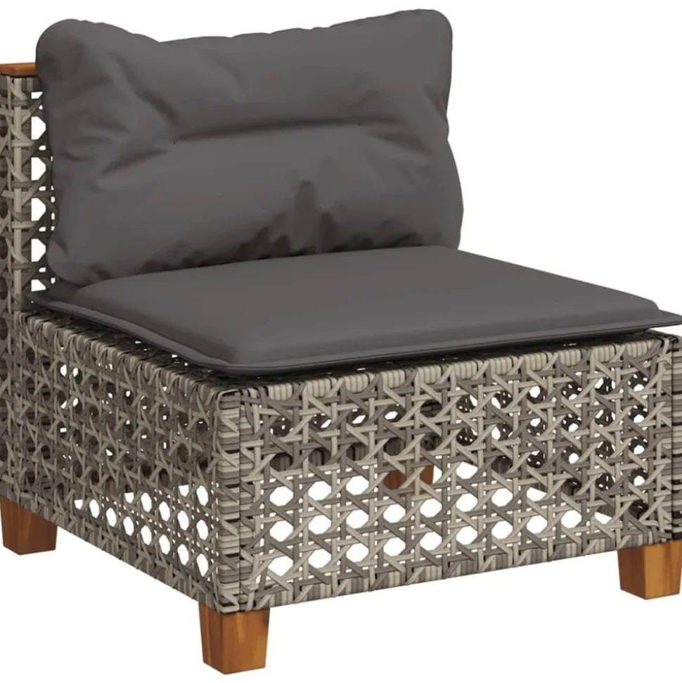 MAISON EXCLUSIVE - Salon de jardin 5 pcs avec coussins gris résine tressée