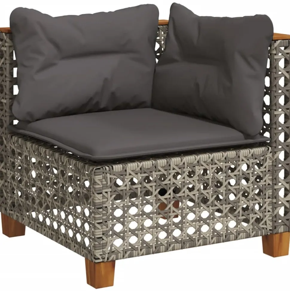 MAISON EXCLUSIVE - Salon de jardin 5 pcs avec coussins gris résine tressée