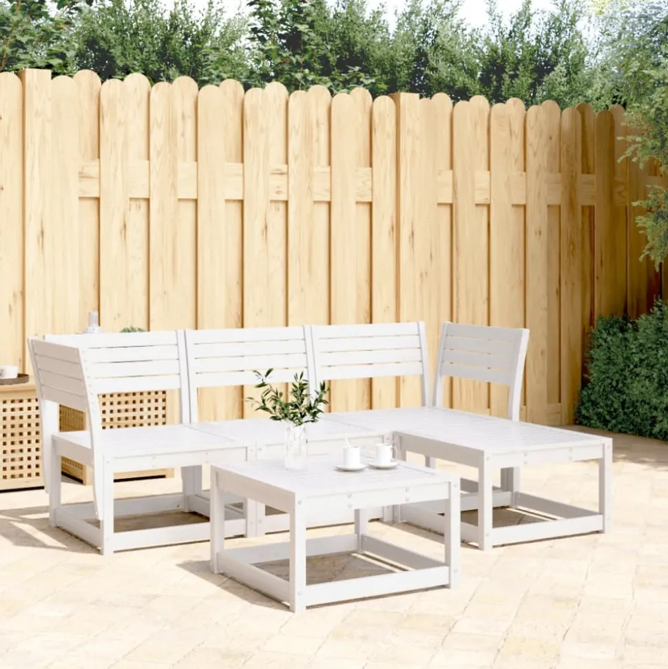 MAISON EXCLUSIVE - Salon de jardin 4 pcs blanc bois de pin massif