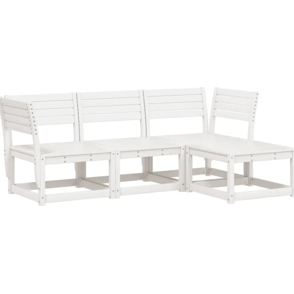 MAISON EXCLUSIVE - Salon de jardin 4 pcs blanc bois de pin massif