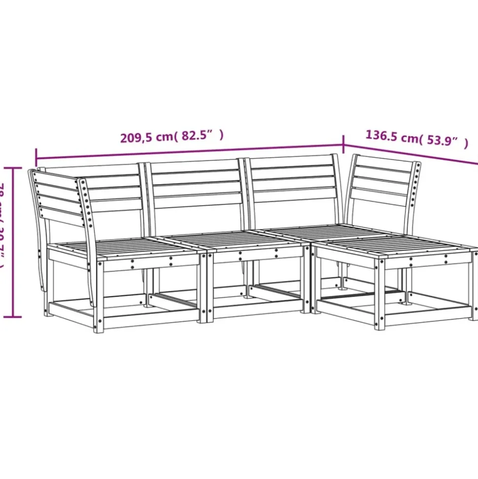 MAISON EXCLUSIVE - Salon de jardin 4 pcs blanc bois de pin massif