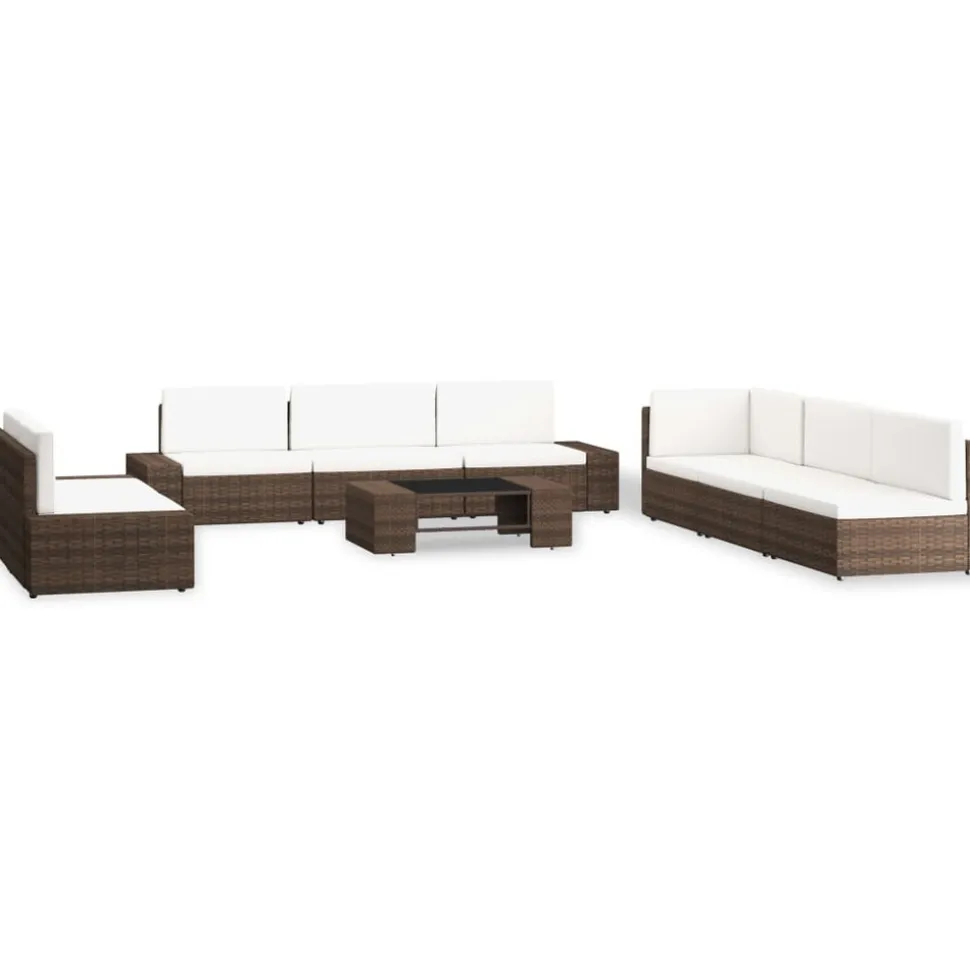 MAISON EXCLUSIVE - Salon de jardin 9 pcs résine tressée marron