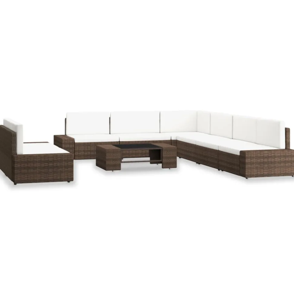 MAISON EXCLUSIVE - Salon de jardin 9 pcs résine tressée marron