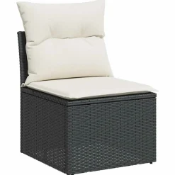 MAISON EXCLUSIVE - Salon de jardin 8 pcs avec coussins noir résine tressée