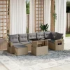 MAISON EXCLUSIVE - Salon de jardin avec coussins 8 pcs beige résine tressée