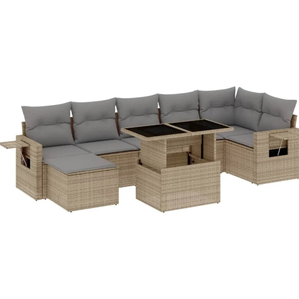 MAISON EXCLUSIVE - Salon de jardin avec coussins 8 pcs beige résine tressée
