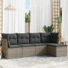 MAISON EXCLUSIVE - Salon de jardin 5 pcs avec coussins gris résine tressée