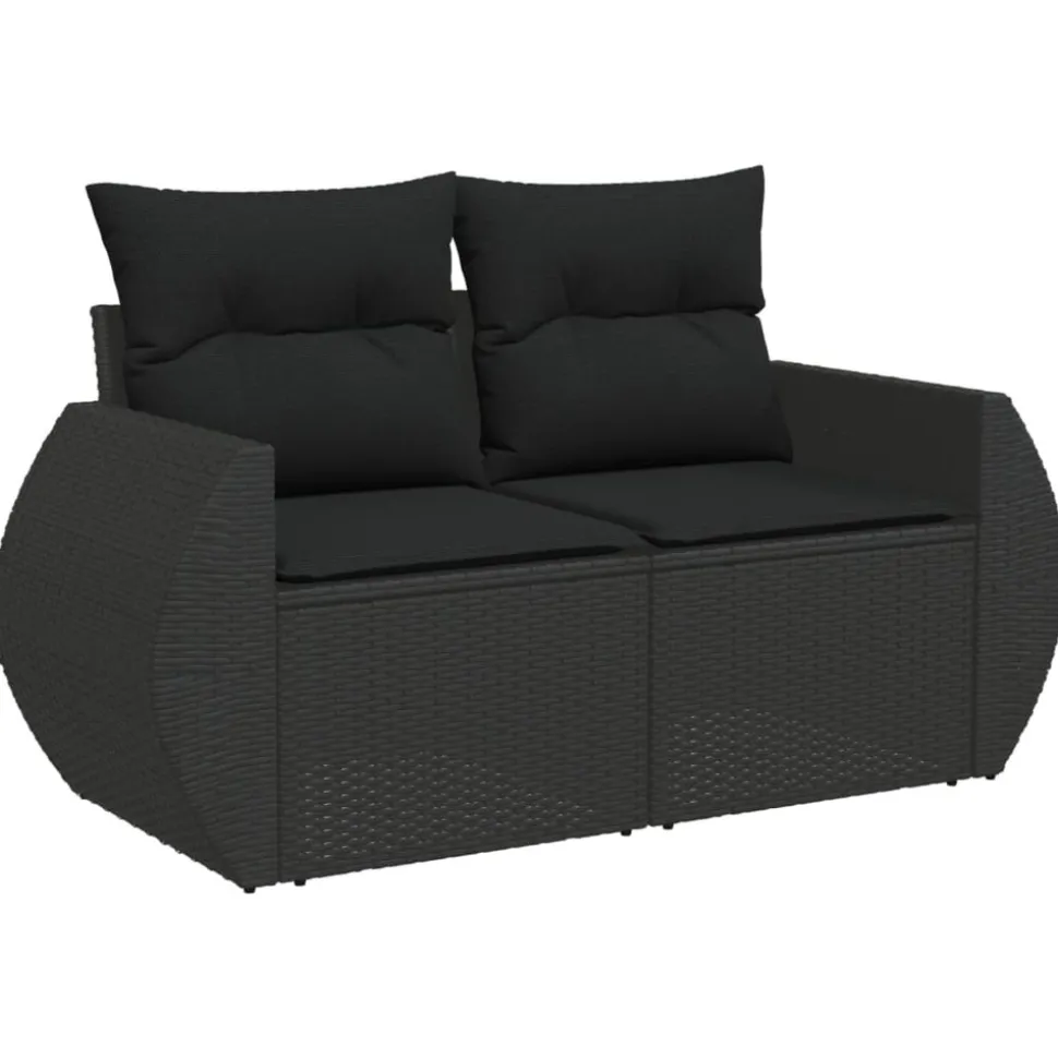 MAISON EXCLUSIVE - Salon de jardin 7 pcs avec coussins noir résine tressée