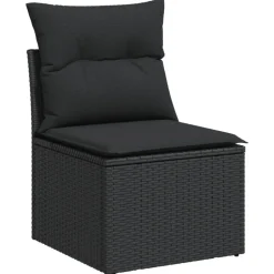 MAISON EXCLUSIVE - Salon de jardin 7 pcs avec coussins noir résine tressée