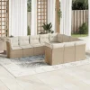 MAISON EXCLUSIVE - Salon de jardin avec coussins 10 pcs beige résine tressée