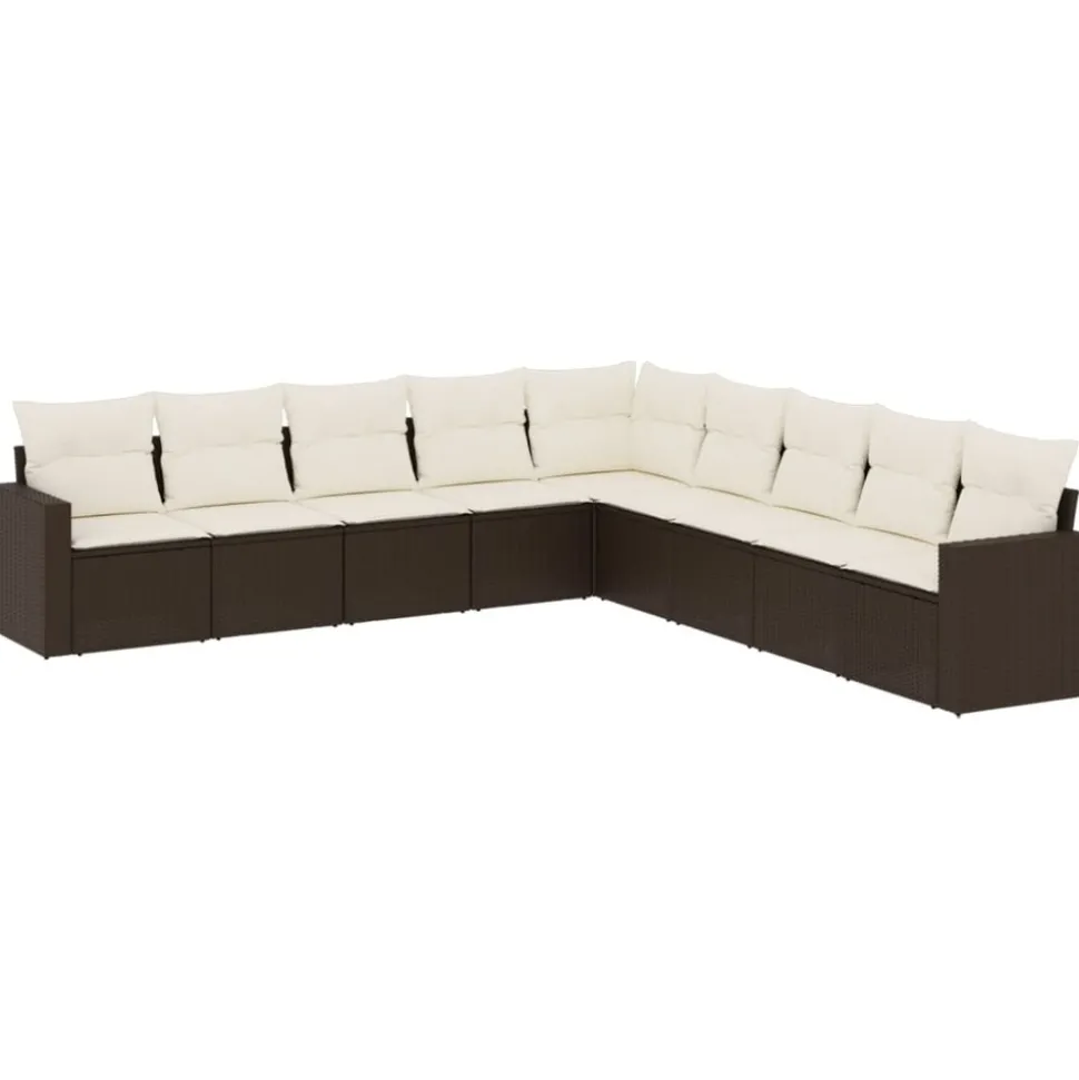 MAISON EXCLUSIVE - Salon de jardin avec coussins 9 pcs marron résine tressée