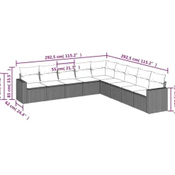 MAISON EXCLUSIVE - Salon de jardin avec coussins 9 pcs marron résine tressée