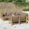 MAISON EXCLUSIVE - Salon de jardin 10 pcs avec coussins taupe bambou
