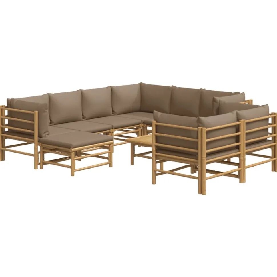 MAISON EXCLUSIVE - Salon de jardin 10 pcs avec coussins taupe bambou