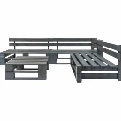 MAISON EXCLUSIVE - Salon de jardin palette 4 pcs bois gris