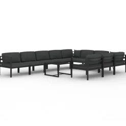 MAISON EXCLUSIVE - Salon de jardin 11 pcs avec coussins aluminium anthracite