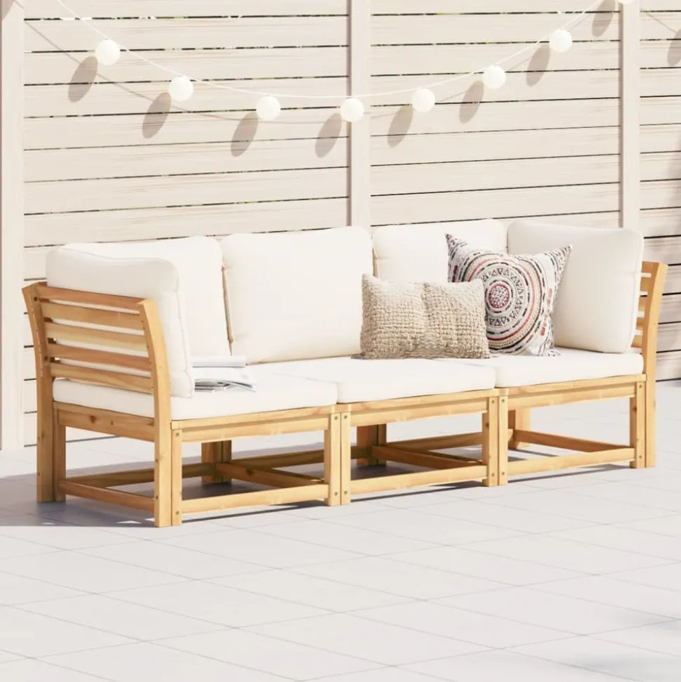 MAISON EXCLUSIVE - Salon de jardin 3 pcs avec coussins bois massif d'acacia