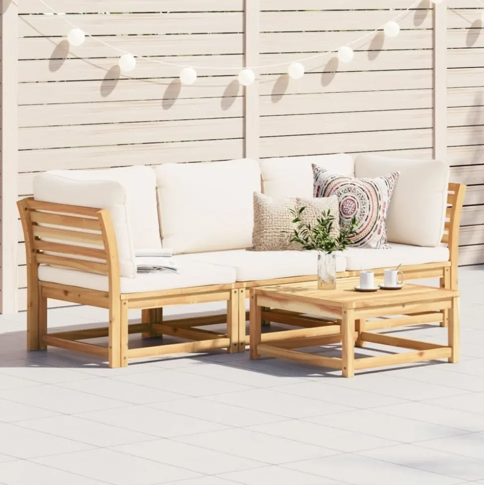 MAISON EXCLUSIVE - Salon de jardin 3 pcs avec coussins bois massif d'acacia