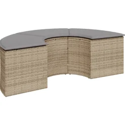 MAISON EXCLUSIVE - Salon de jardin 3 pcs demi-rond beige résine tressée