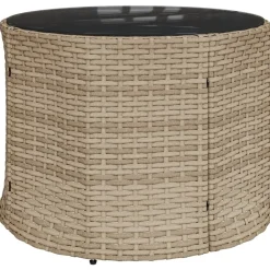 MAISON EXCLUSIVE - Salon de jardin 3 pcs demi-rond beige résine tressée