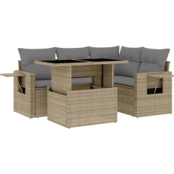 MAISON EXCLUSIVE - Salon de jardin avec coussins 5 pcs beige résine tressée