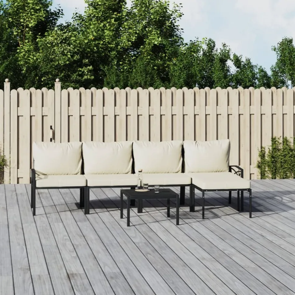 MAISON EXCLUSIVE - Salon de jardin 6 pcs avec coussins sable acier