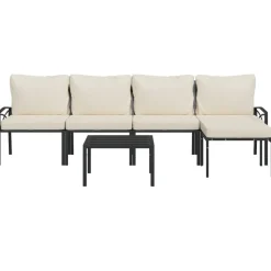 MAISON EXCLUSIVE - Salon de jardin 6 pcs avec coussins sable acier