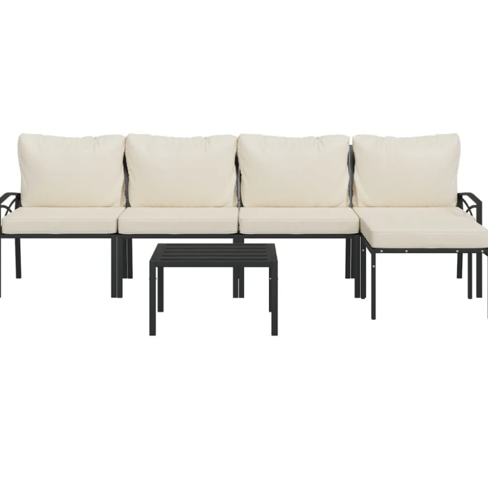 MAISON EXCLUSIVE - Salon de jardin 6 pcs avec coussins sable acier