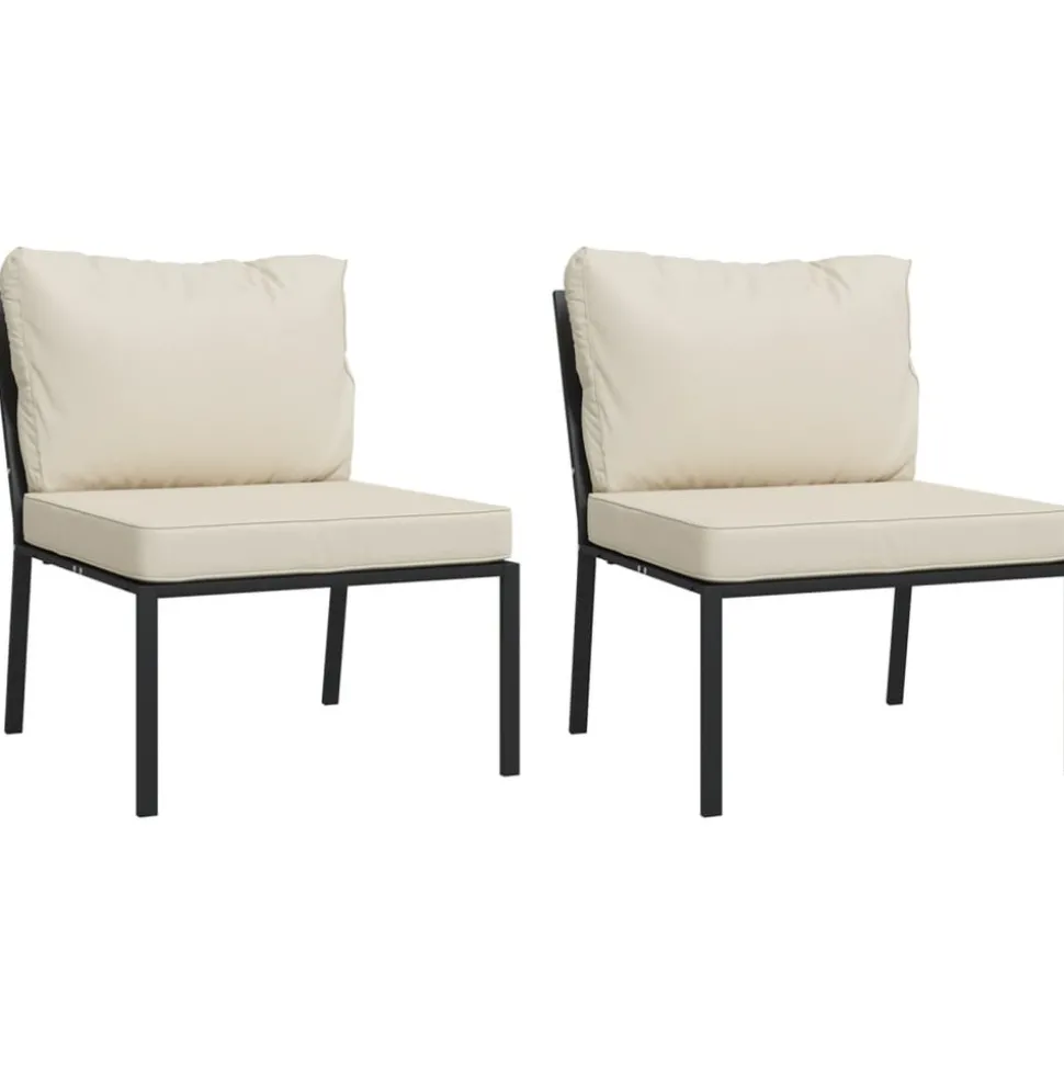 MAISON EXCLUSIVE - Salon de jardin 6 pcs avec coussins sable acier