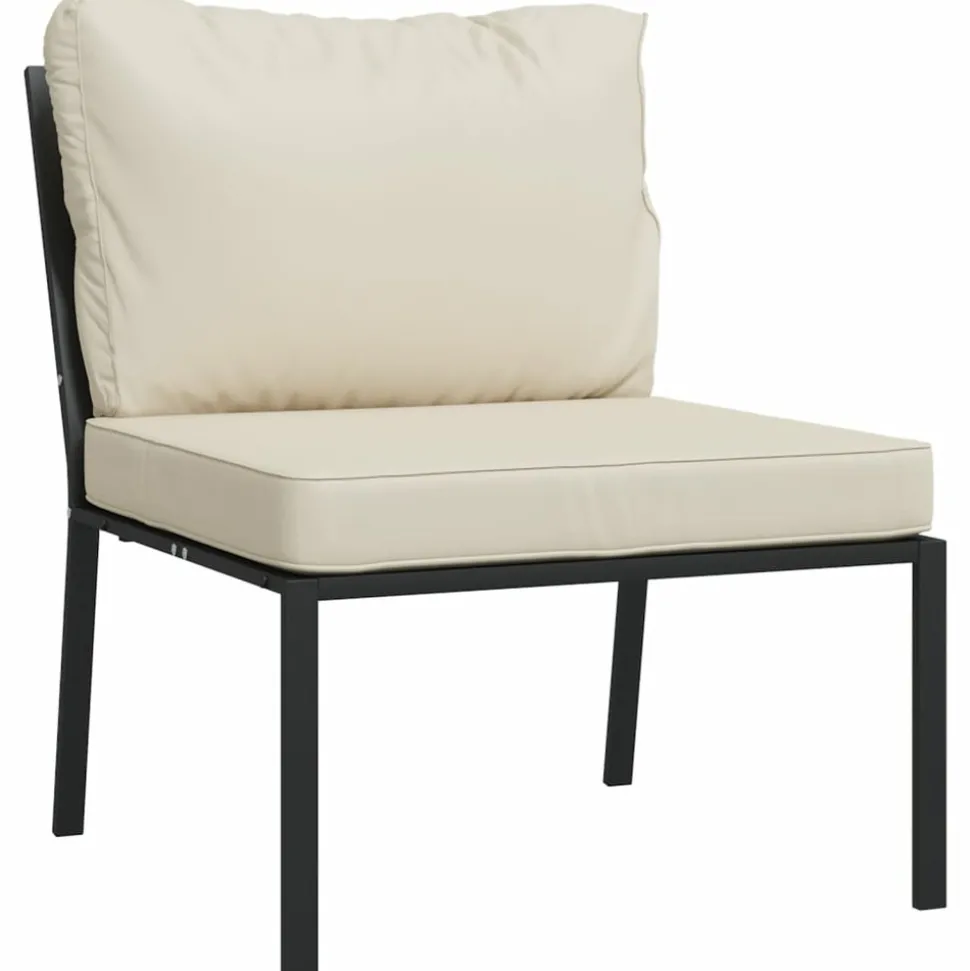 MAISON EXCLUSIVE - Salon de jardin 6 pcs avec coussins sable acier