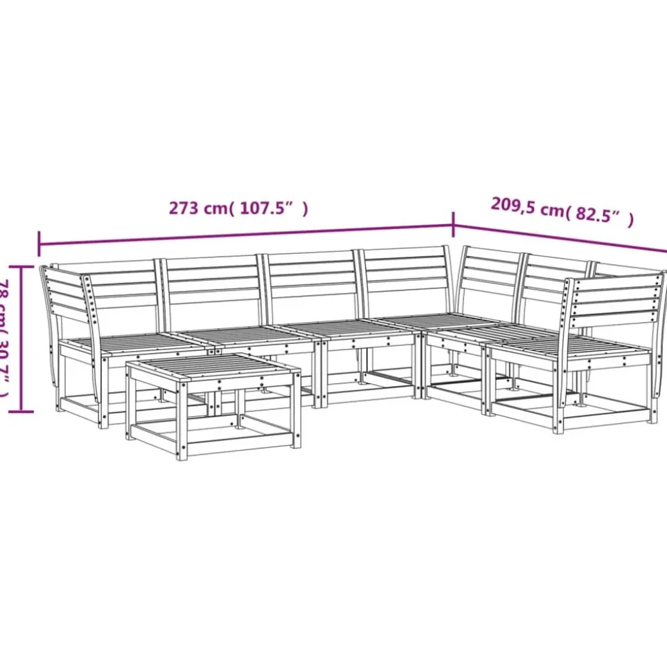 MAISON EXCLUSIVE - Salon de jardin 7 pcs bois massif douglas