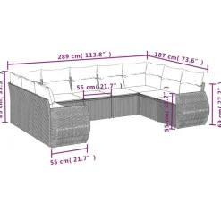 MAISON EXCLUSIVE - Salon de jardin avec coussins 9 pcs beige résine tressée
