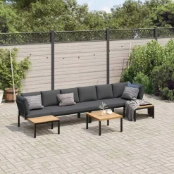 MAISON EXCLUSIVE - Salon de jardin 5 pcs avec coussins noir aluminium