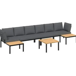 MAISON EXCLUSIVE - Salon de jardin 5 pcs avec coussins noir aluminium