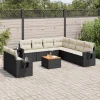 MAISON EXCLUSIVE - Salon de jardin 10 pcs avec coussins noir résine tressée