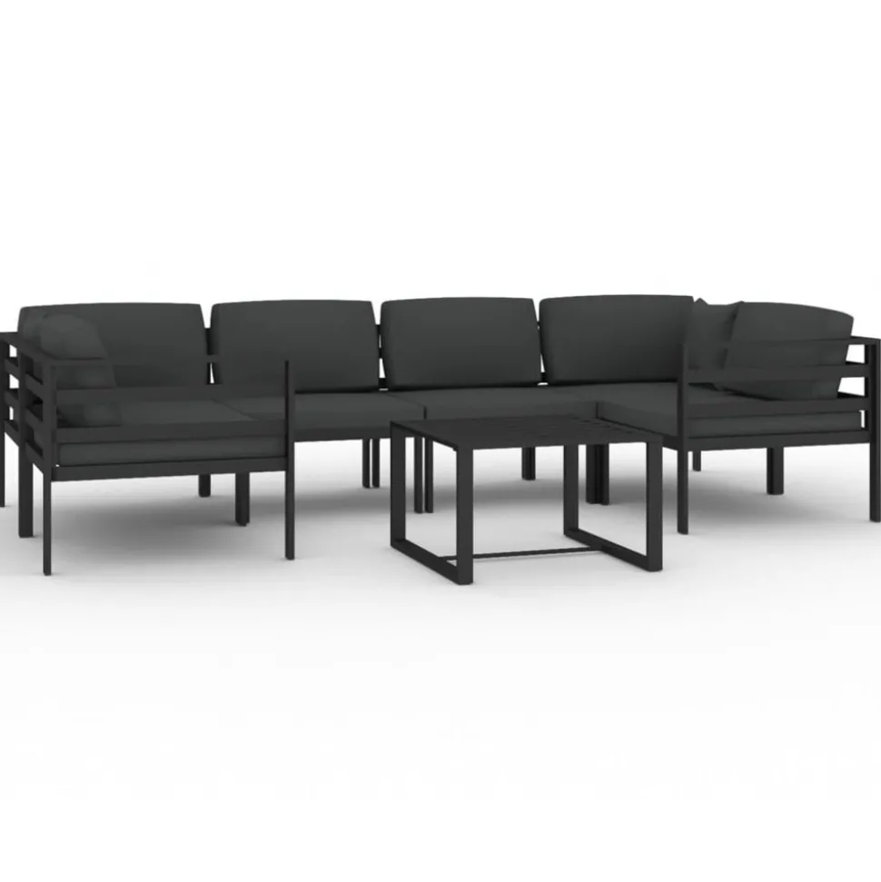 MAISON EXCLUSIVE - Salon de jardin 7 pcs avec coussins aluminium anthracite