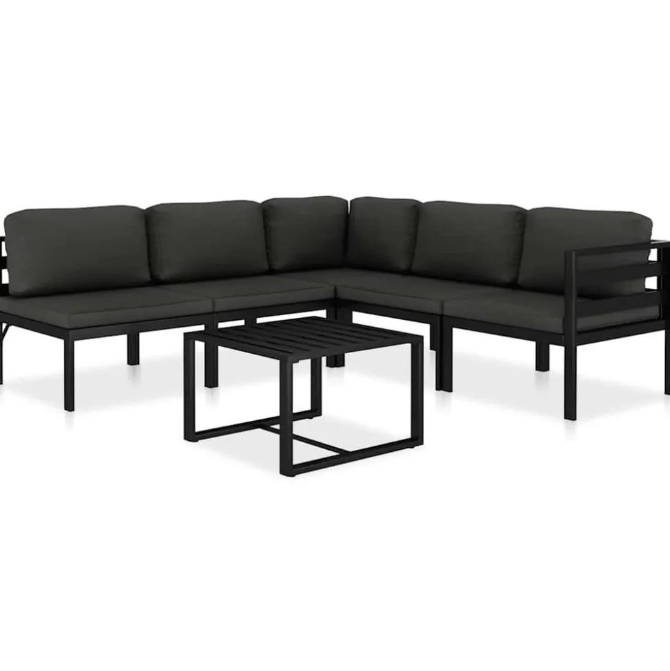 MAISON EXCLUSIVE - Salon de jardin 6 pcs avec coussins aluminium anthracite