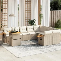 MAISON EXCLUSIVE - Salon de jardin avec coussins 10 pcs beige résine tressée