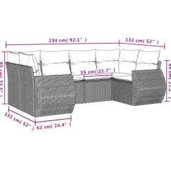 MAISON EXCLUSIVE - Salon de jardin 6 pcs avec coussins gris résine tressée