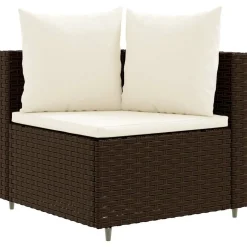 MAISON EXCLUSIVE - Salon de jardin avec coussins 3 pcs marron résine tressée