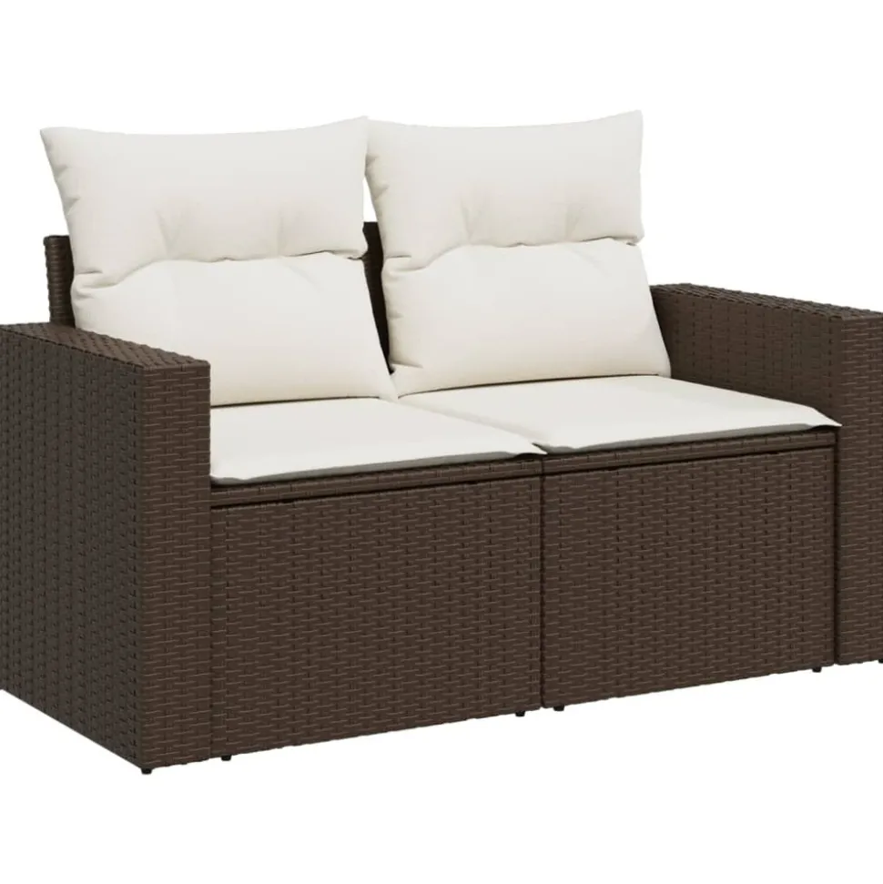 MAISON EXCLUSIVE - Salon de jardin avec coussins 9 pcs marron résine tressée