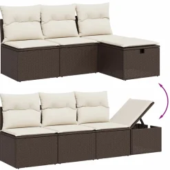 MAISON EXCLUSIVE - Salon de jardin avec coussins 9 pcs marron résine tressée