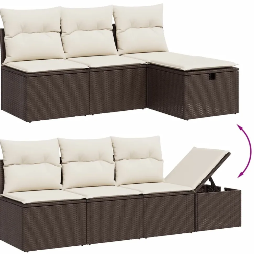 MAISON EXCLUSIVE - Salon de jardin avec coussins 9 pcs marron résine tressée