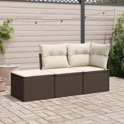 MAISON EXCLUSIVE - Salon de jardin avec coussins 3 pcs marron résine tressée