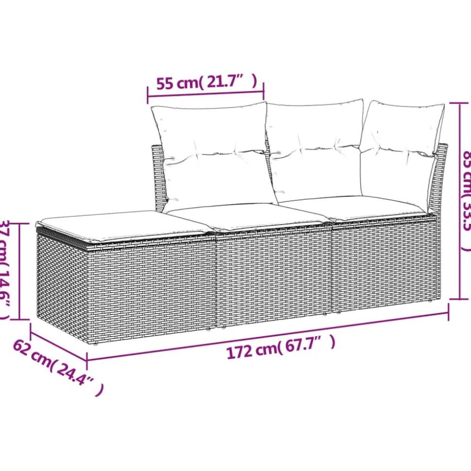 MAISON EXCLUSIVE - Salon de jardin avec coussins 3 pcs marron résine tressée