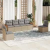 MAISON EXCLUSIVE - Salon de jardin avec coussins 6 pcs beige résine tressée