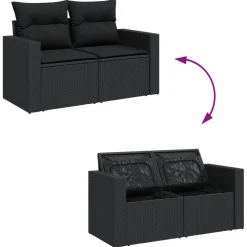 MAISON EXCLUSIVE - Salon de jardin 12 pcs avec coussins noir résine tressée